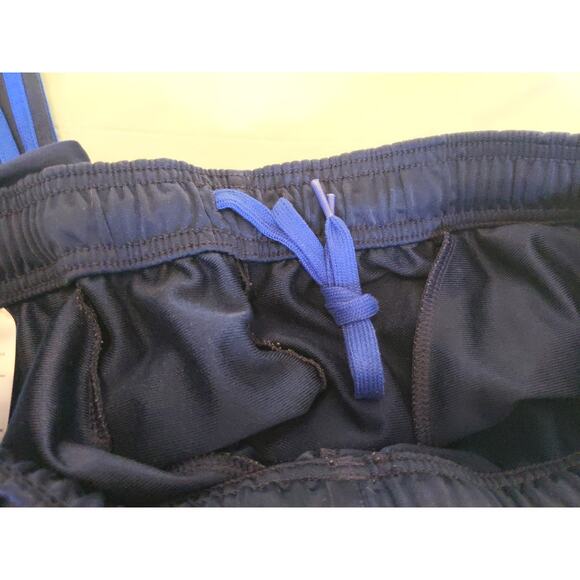 Adidas Mens L Navy Blue Track Pants Athletic 3 Stripe Workout Polyester - Picture 4 of 9